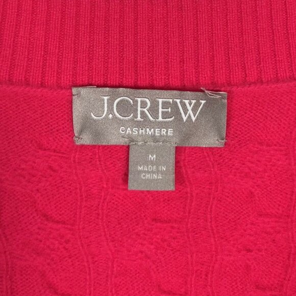 J. Crew Cashmere Cropped Cable-Knit V-Neck Cardigan Sweater Size Medium - Picture 4 of 4